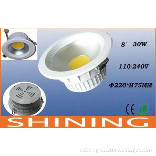 80 CRI 3000Lm 3000K Compact LED Downlight 30 Watt Commercia